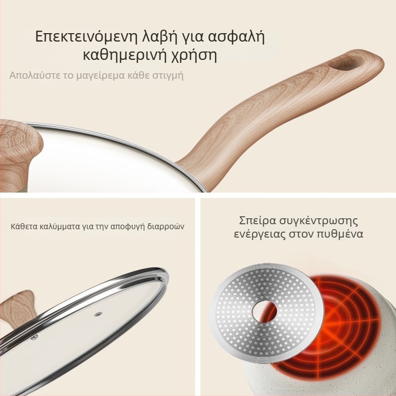 Supor Αντικολλητικό βαθύ τηγάνι με γυάλινο καπάκι – Αλουμινίου κράμα, Πολυστρωτό κάτω, Κατάλληλο για γενική εστία