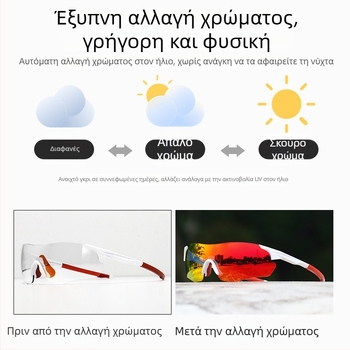 Γυαλιά ποδηλασίας ημέρα-νύχτα, TR90, αντιανεμικά, χωρίς σκελετό, unisex, συμβατά με διορθωτικά γυαλιά οράσεως