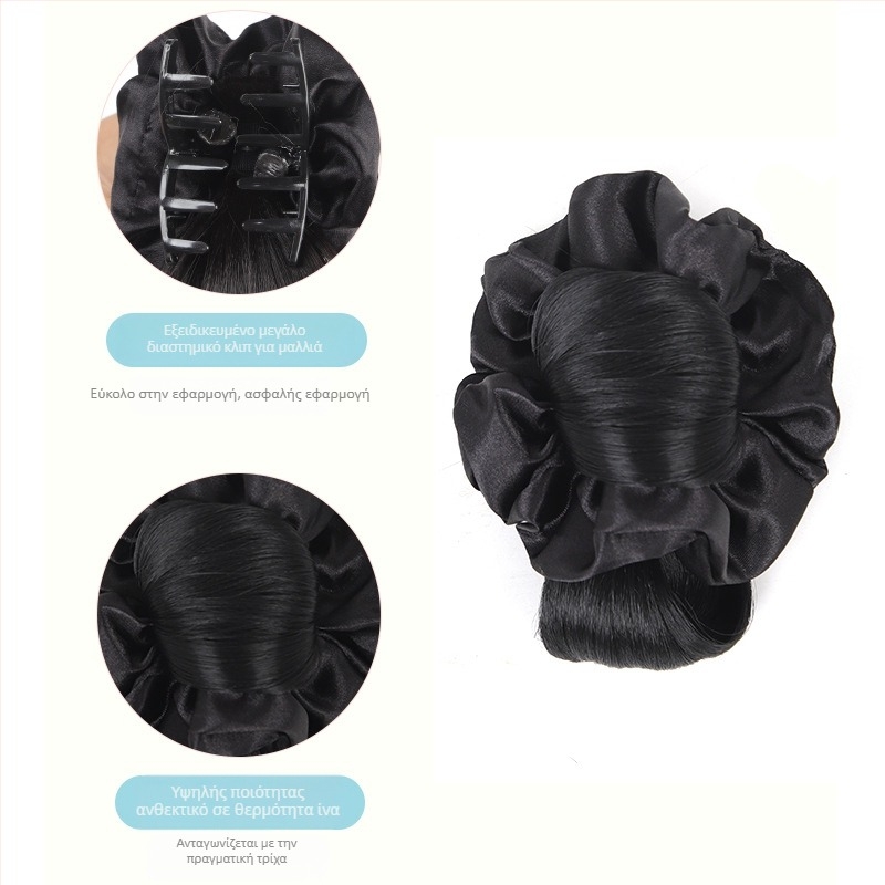 Περούκα με κότσο για γυναίκες – μεταξωτό ύφασμα υψηλής θερμοκρασίας, κοντό μήκος, μη βαφίζεται