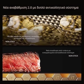 Αναβαθμισμένο διπλής όψης τιτάνιο τηγάνι με αντικολλητική επίστρωση, ανοξείδωτο τιτάνιο, κατάλληλο για επαγωγικές εστίες, επίπεδη βάση
