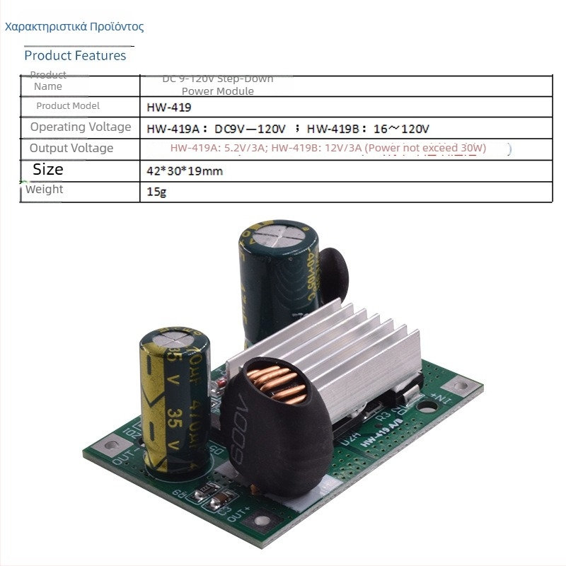 Zhichuang DC buck μονάδα παροχής, ευρύ φάσμα εισόδου 9–120V, έξοδος 5V/12V, έως 3A