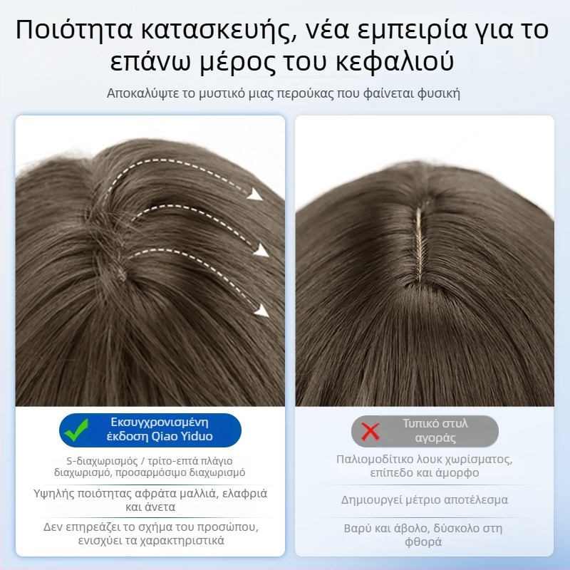 Γυναικεία κοντή περούκα με ίσιο φράντζ, φυσική καθημερινή εμφάνιση, μαλλιά από υψηλής θερμοκρασίας μεταξωτό συνθετικό, μηχανικά κατασκευασμένη, πανομοιότυπος τύπος, δεν βαφεται ή περμαν