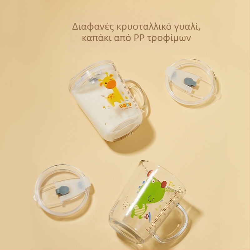 Κούπα γάλακτος από γυαλί νατρίου-ασβεστίου με διαβαθμισμένες κλίμακες, κατάλληλη για φούρνο μικροκυμάτων, στυλ καρτούν, Liuliang