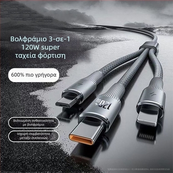 Κᾱλώδιο δεδομένων ταχείας φόρτισης με τέσσερις διασυνδέσεις: USB-C, Lightning, Micro USB, Mini USB · Πλεκτό, έως 66W