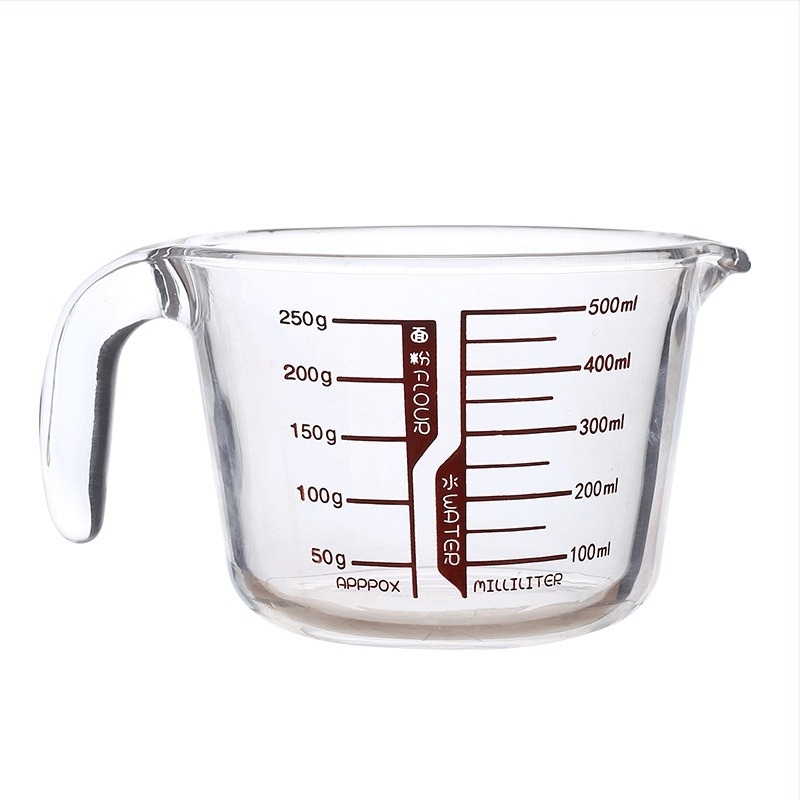 Γυάλινο κύπελλο μέτρησης με λαβή, εργαλείο για το ψήσιμο, μοντέρνος σχεδιασμός