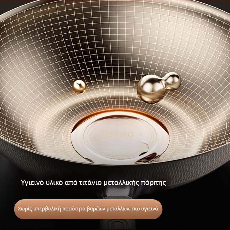 Royalstar wok από ανοξείδωτο ατσάλι 304, αντικολλητικό, γυάλινο καπάκι, συμβατό με επαγωγή