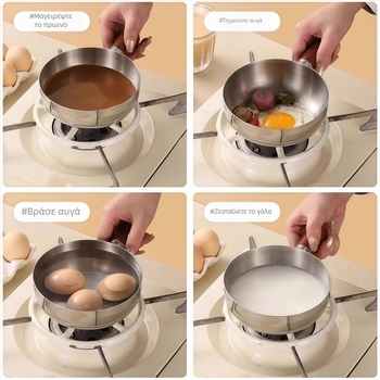 Τεντζέρα γάλακτος από ανοξείδωτο ατσάλι 316, αντικολλητικό, με ξύλινη λαβή κατά του εγκαύματος, επίπεδη βάση, συμβατή με όλες τις εστίες