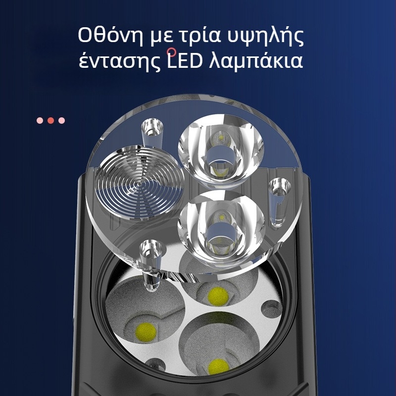 Μικρός LED φακός με Type-C γρήγορη φόρτιση, αλουμινενιο σώμα, ενσωματωμένη μπαταρία πολυμερούς 800 mAh, εμβέλεια 100–200 μέτρα