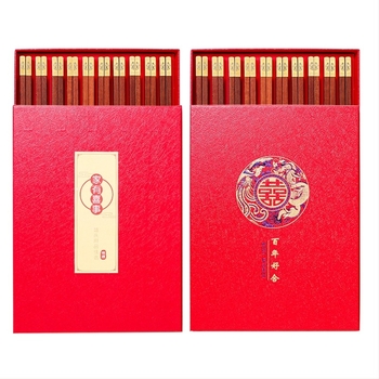 Γαμήλια διπλής όψης ξύλινες chopsticks με χαλκό κεφάλι, σετ δώρου σε κουτί, μάρκα Alishan