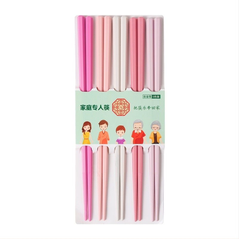 Παιδικά ξυλάκια από κράμα τιτάνιου, δημιουργικό στυλ, 5 ζευγάρια, γυάλισμα με υδροβολή