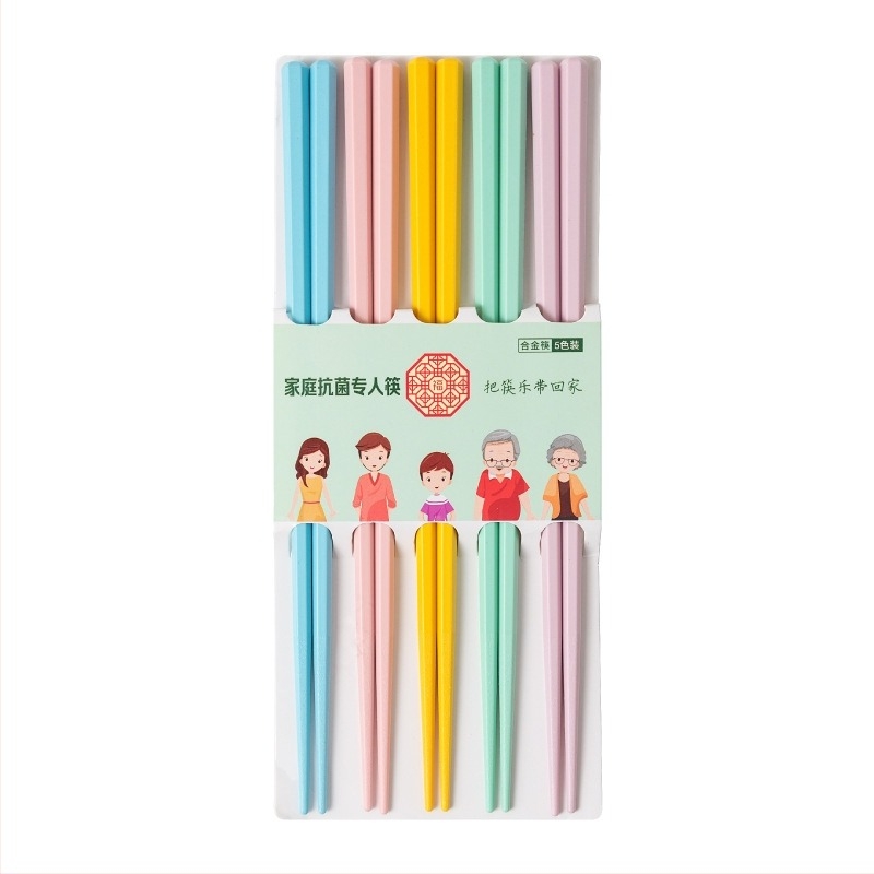 Παιδικά ξυλάκια από κράμα τιτάνιου, δημιουργικό στυλ, 5 ζευγάρια, γυάλισμα με υδροβολή