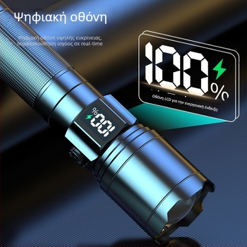 Επαναφορτιζόμενος φακός LED με ισχύ 30W, μπαταρία 1800mAh, περίβλημα από κράμα αλουμινίου, LED πηγή φωτισμού, εμβέλεια 200-500 m