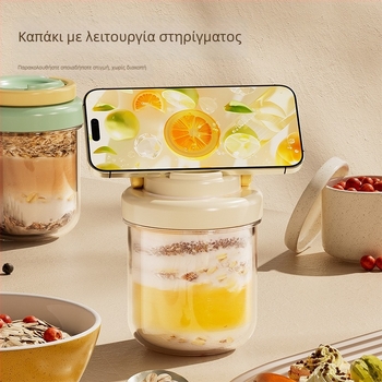 Γυάλινο κύπελλο για βρώμη διανυκτέρευσης – Μοντέρνο μινιμαλιστικό στυλ, με καπάκι και κουτάλι, σφραγισμένο για μεταφορά σε σαλάτες, γάλα και milkshake