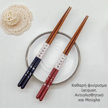 Ιαπωνικού στυλ μεταλλικά chopsticks με σχέδιο άνθους κερασιάς, μυτερή άκρη, καθρεπτισμένο φινίρισμα