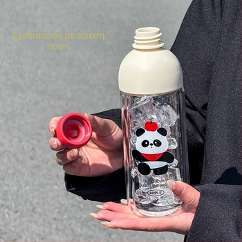 Κύπελλο νερού από γυαλί Borosilicate με καπάκι, μονοστρωματικό, καρτούν στυλ, κατάλληλο για γραφείο, αντίσταση σε υψηλές θερμοκρασίες