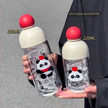 Κύπελλο νερού από γυαλί Borosilicate με καπάκι, μονοστρωματικό, καρτούν στυλ, κατάλληλο για γραφείο, αντίσταση σε υψηλές θερμοκρασίες