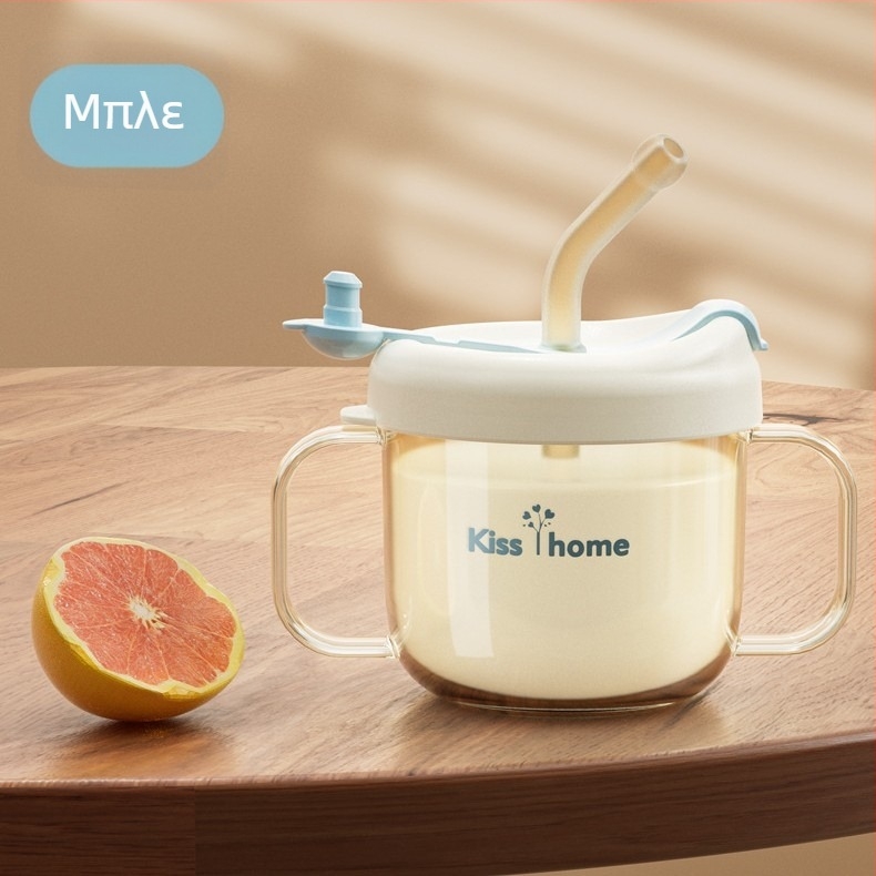 Παιδικό ποτήρι γάλακτος με καλαμάκι, στυλ καρτούν, ανθεκτικό στις πτώσεις, ποτήρι εκμάθησης για άμεση πόση, 1+ ετών, PP