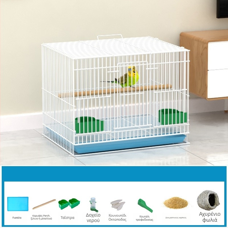 Μεταλλικό κλουβί για πουλιά με διακόσμηση από μεταξωτά λουλούδια, μοντέλο KIP26156515