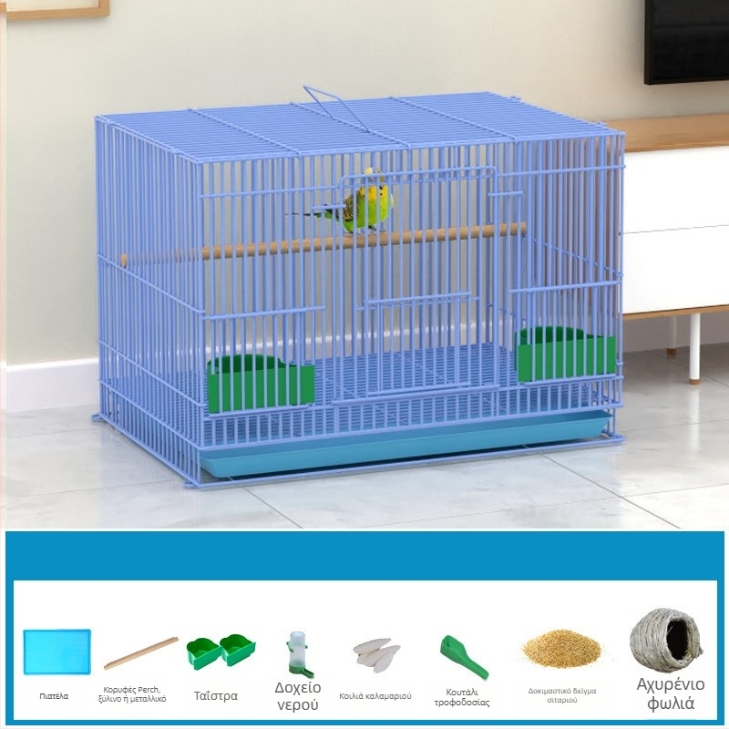 Μεταλλικό κλουβί για πουλιά με διακόσμηση από μεταξωτά λουλούδια, μοντέλο KIP26156515