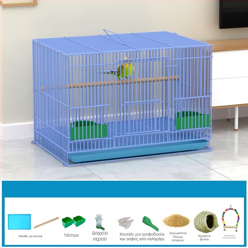 Μεταλλικό κλουβί για πουλιά με διακόσμηση από μεταξωτά λουλούδια, μοντέλο KIP26156515