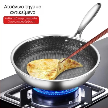Τηγάνι από ανοξείδωτο ατσάλι με υφή κυψελοειδούς, αντικολλητικό επικάλυμμα, μοντέλο 410, δυτικό στυλ, βάθος 5 cm