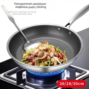 Τηγάνι από ανοξείδωτο ατσάλι με υφή κυψελοειδούς, αντικολλητικό επικάλυμμα, μοντέλο 410, δυτικό στυλ, βάθος 5 cm