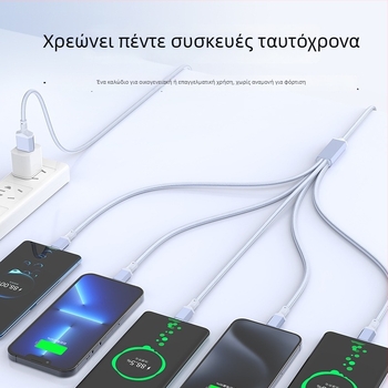 Καλώδιο δεδομένων 2-σε-1 με γρήγορη φόρτιση, USB-C, Lightning και Micro USB, πλεκτό, διαχωριστής 1 προς 2