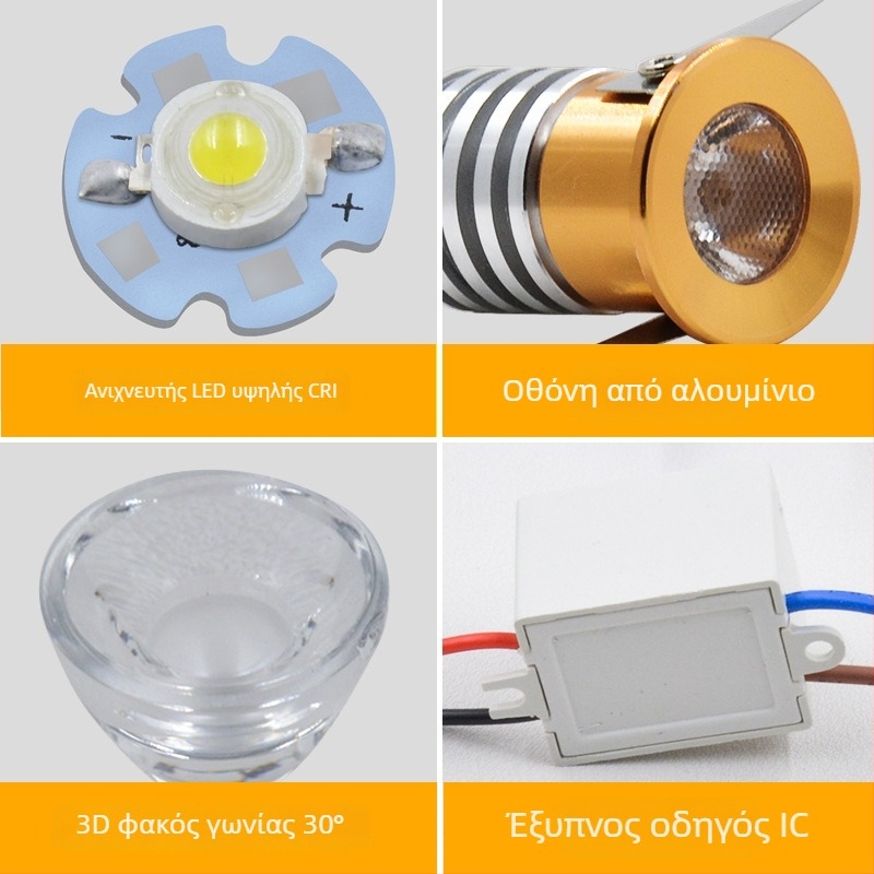 LED φως βιτρίνας - ενσωματωμένο, 3W, 220V, αλουμινένιο περίβλημα