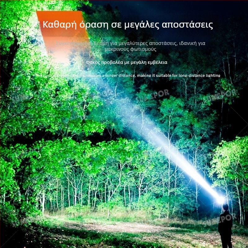 LED κεφαλόφακος με τρεις LED λειτουργίες για υπαίθρια νυχτερινή αλιεία, 30W, 360° περιστροφή, εμβέλεια δέσμης πάνω από 500 m, ενσωματωμένη μπαταρία λιθίου