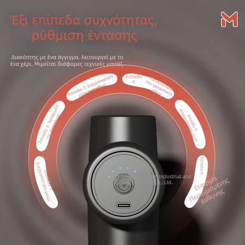 Μασάζ φάσια με κινητήρα χωρίς ψήκτρες, 6 κεφαλές, επαγγελματικό εργαλείο μασάζ μυών, 5 ταχύτητες, φορητό, χαμηλός θόρυβος, ενσωματωμένη μπαταρία 2000–4000 mAh, 3–6 ώρες λειτουργίας