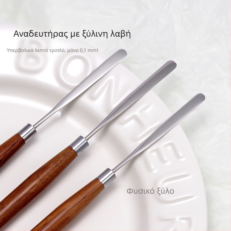 Πένα τέχνης νυχιών σε ιαπωνικό στυλ για ανάμειξη και ανάδευση gel polish, εργαλείο με ξύλινο κοντό χειριστήριο, 1 τεμάχιο, πολύ λεπτό επίπεδο άκρο, ευέλικτο