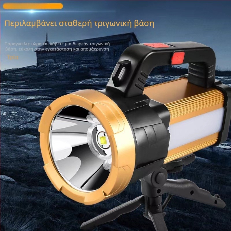 Φακός LED επαναφορτιζόμενος, 20W, 4200mAh, χειροκίνητη τροφοδοσία, δέσμη 200–500 m, φορητός υπαίθριος φακός αναζήτησης