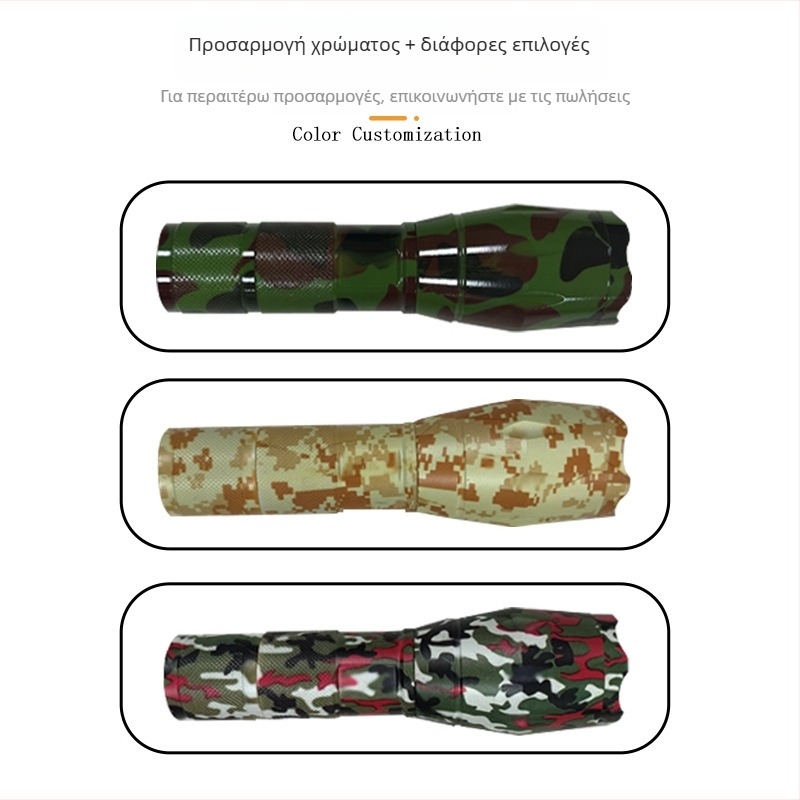 Φακός LED χειρός με αδιάβροχο ζουμ, πολυλειτουργικός για υπαίθριες δραστηριότητες και κατάδυση, 10W, μπαταρία: 3xAAA ή 1x18650