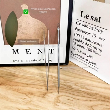 Snow Mary σειρά βελόνες ακμής & τσιμπίδες με κεκλιμένο κλιπ — Ανοξείδωτο ατσάλι, φορητό