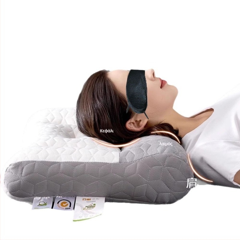 Μαξιλάρι λατέξ για στήριξη του λαιμού, ορθογώνιο σχήμα, φυσικό λατέξ, πλεκτό πυρήνα, ύψος πυρήνα 10–15 εκ.