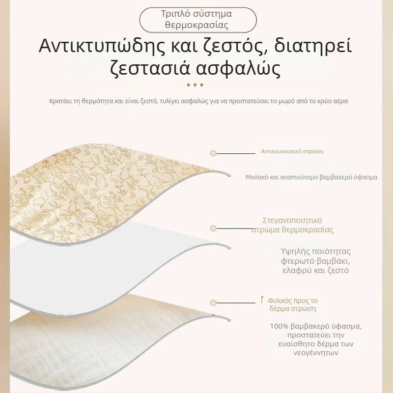 Κουβέρτα για νεογνά από 100% βαμβάκι, γέμισμα χημική ίνα, μοτίβο καρτούν, ασφάλεια κατηγορίας Α, κατάλληλη για όλες τις εποχές
