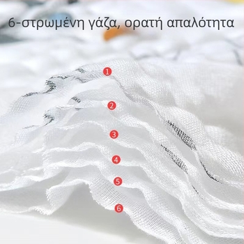 Βρεφική πετσέτα περιτύλιξης από έξι στρώσεις βαμβακής γάζας, 100% βαμβάκι, 300–400 γρ, για νεογνά