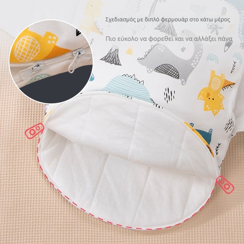 Υπνόσακος νεογνών με ενσωματωμένο swaddling, εξωτερικό και επένδυση από 95% βαμβάκι, γέμισμα από συνθετικές ίνες μεταξιού, φερμουάρ νάιλον, μοτίβο καρτούν, για άνοιξη και φθινόπωρο, κατάλληλο για νεογνά 0-12 μηνών