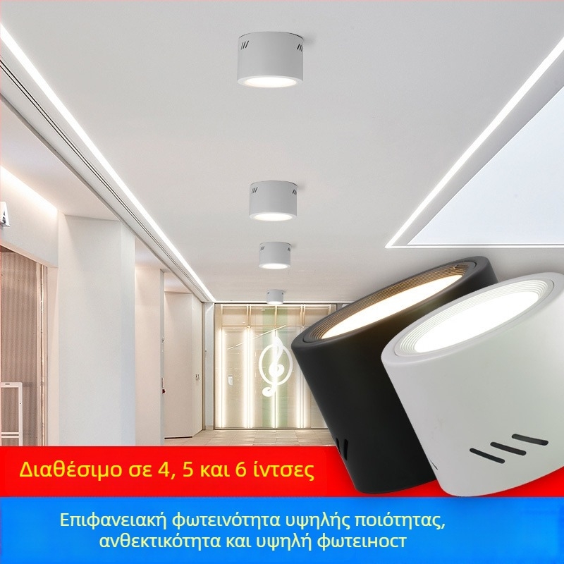 Κυκλικό LED downlight, επιφανειακή εγκατάσταση, 220V, αλουμινένιο περίβλημα, CE πιστοποίηση