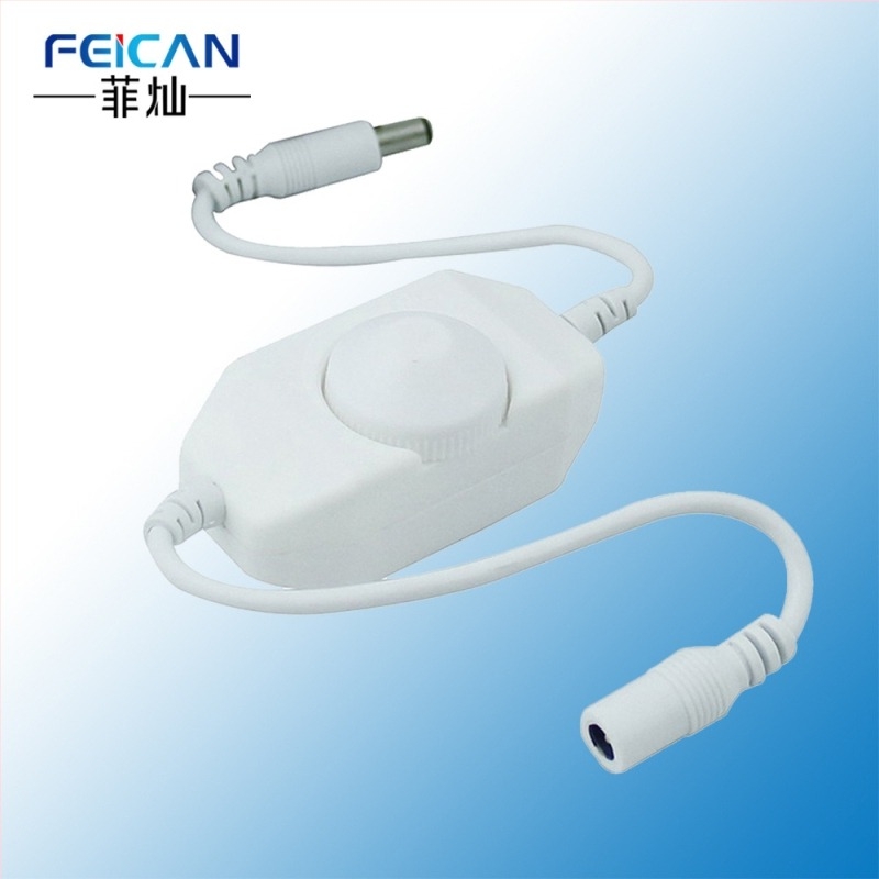 LED dimmer για ντουλάπα με χειροκίνητο περιστροφικό διακόπτη, ρύθμιση 0–100% χωρίς βήματα, DC 5V/12–24V, γραμμή εξόδου DC