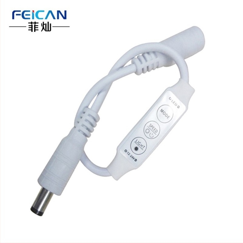 LED dimmer για ντουλάπα με χειροκίνητο περιστροφικό διακόπτη, ρύθμιση 0–100% χωρίς βήματα, DC 5V/12–24V, γραμμή εξόδου DC