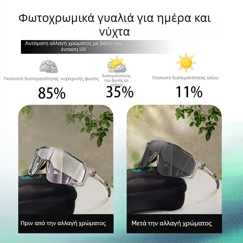 Πολωμένα γυαλιά ποδηλασίας με εναλλάξιμους φακούς, έτοιμα για διόρθωση όρασης, ρυθμιζόμενες μύτες, συμβατά με ιμάντα κεφαλής