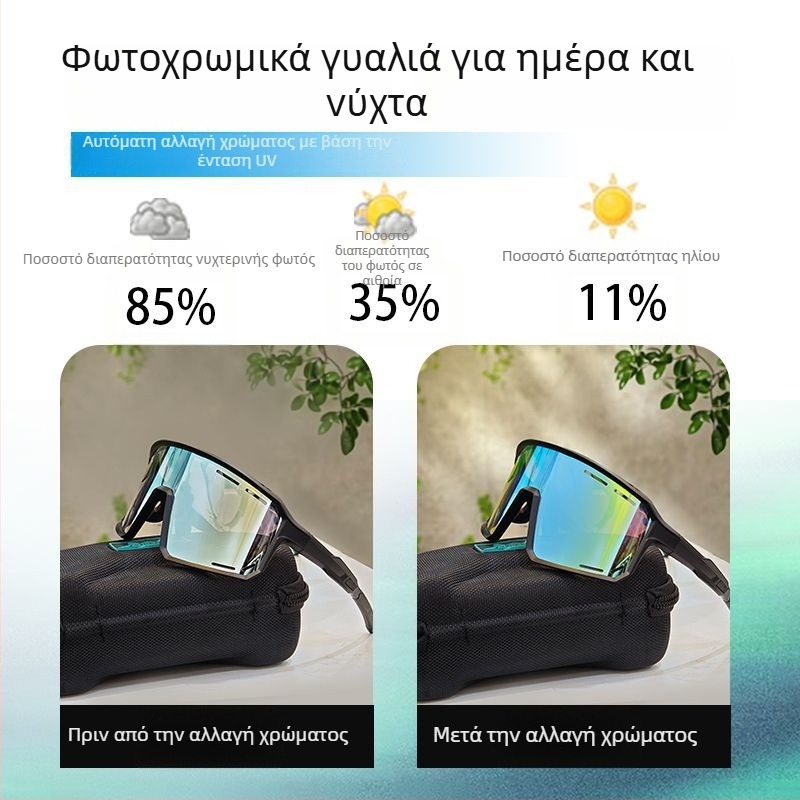 Πολωμένα γυαλιά ποδηλασίας με εναλλάξιμους φακούς, έτοιμα για διόρθωση όρασης, ρυθμιζόμενες μύτες, συμβατά με ιμάντα κεφαλής