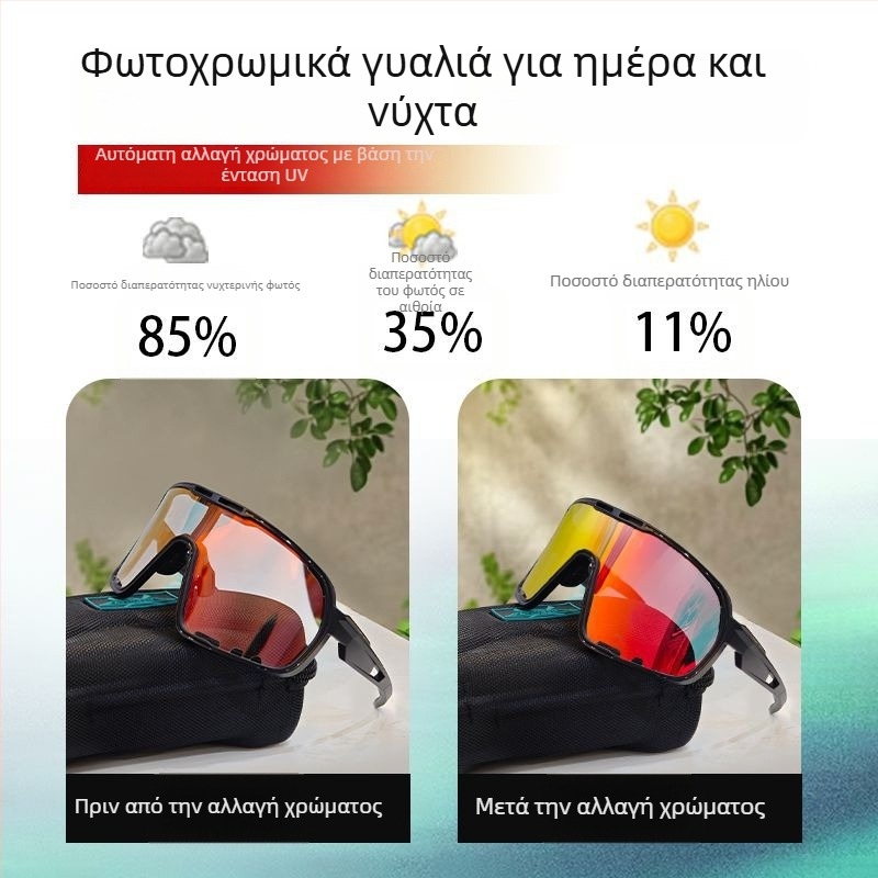 Πολωμένα γυαλιά ποδηλασίας με εναλλάξιμους φακούς, έτοιμα για διόρθωση όρασης, ρυθμιζόμενες μύτες, συμβατά με ιμάντα κεφαλής