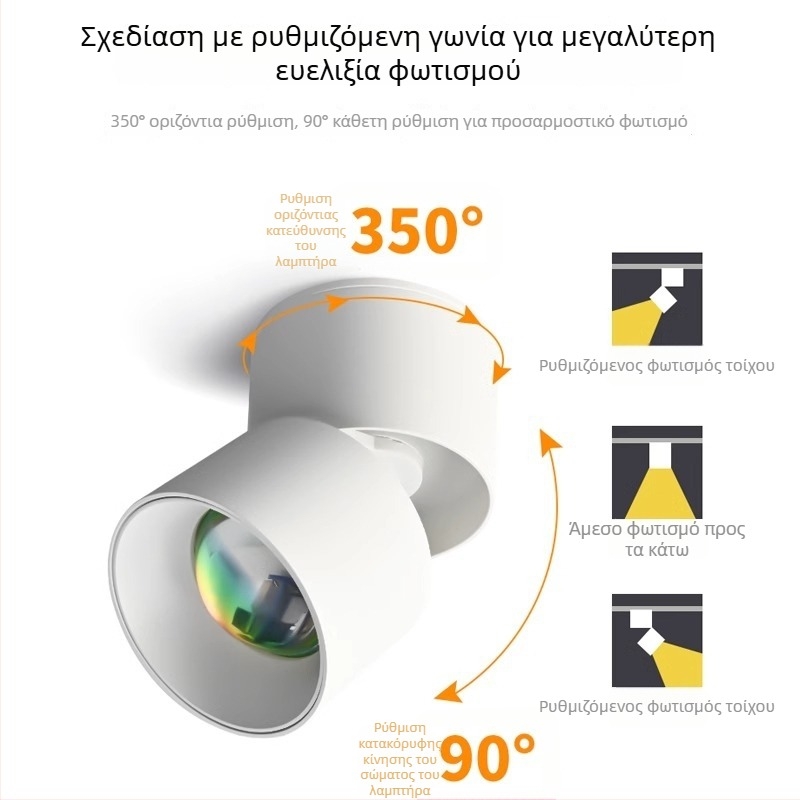 Sunset LED ενσωματωμένος προβολέας για διάδρομο και σαλόνι – 220V, αλουμινένιο περίβλημα, CRI 80–89, διακόπτης τοίχου, μοντέρνο μινιμαλιστικό στυλ, μη έξυπνος έλεγχος