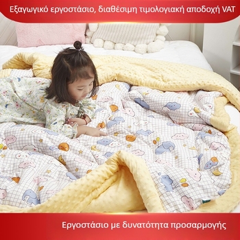 Κουβέρτα μωρού με γέμισμα από μεταξωτά νήματα, ύφασμα 100% βαμβάκι, στυλ καρτούν, για ηλικίες 2–3 ετών, άνοιξη και φθινόπωρο