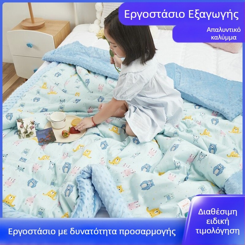 Κουβέρτα μωρού με γέμισμα από μεταξωτά νήματα, ύφασμα 100% βαμβάκι, στυλ καρτούν, για ηλικίες 2–3 ετών, άνοιξη και φθινόπωρο