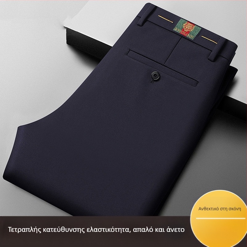 Ανδρικά παντελόνια business casual, slim fit, ίσια γραμμή, μεσαία μέση, φερμουάρ