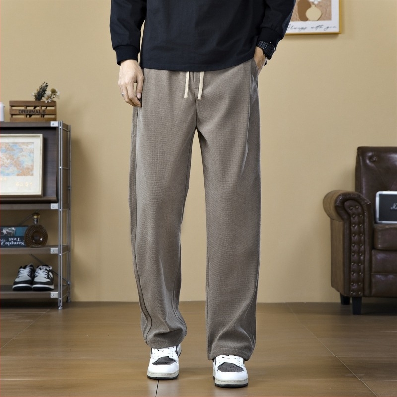 Ανδρικές παντελόνες business casual, ίσια γραμμή, μεσαία μέση, κορδόνι κλεισίματος, πολυεστέρας, χειμερινή σεζόν