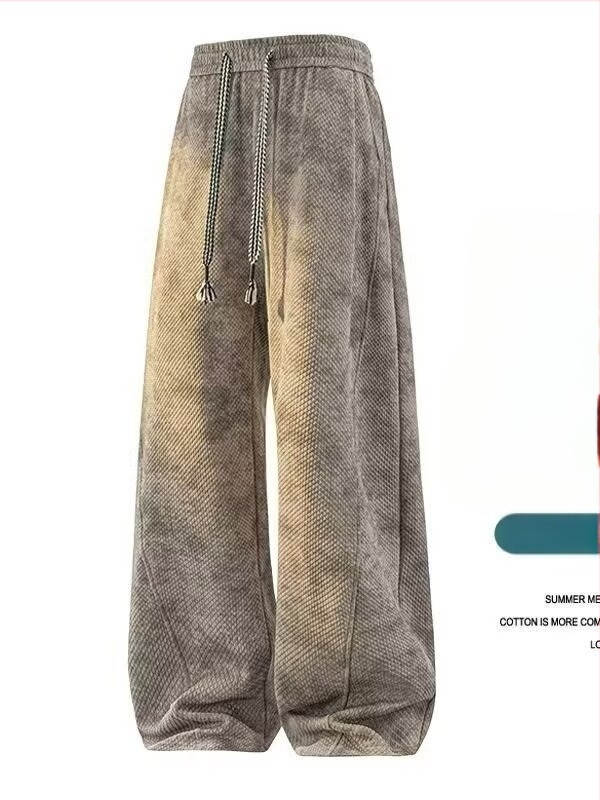 Ανδρικά παντελόνια σπορ casual, ίσια γραμμή, μακριά, μεσαία μέση, με κορδόνι, φλις ύφασμα (πολυεστέρας 90%), άνοιξη-φθινόπωρο